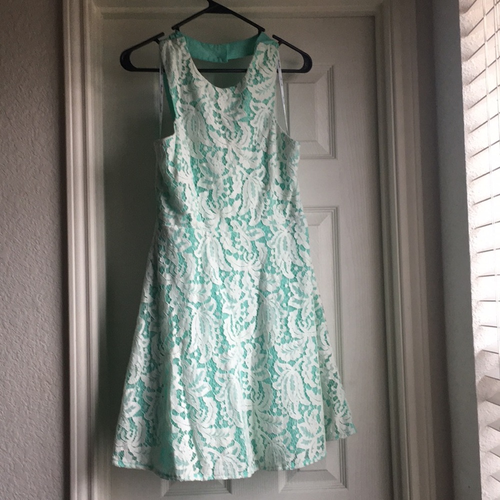 Mint and Off White Lace Dress